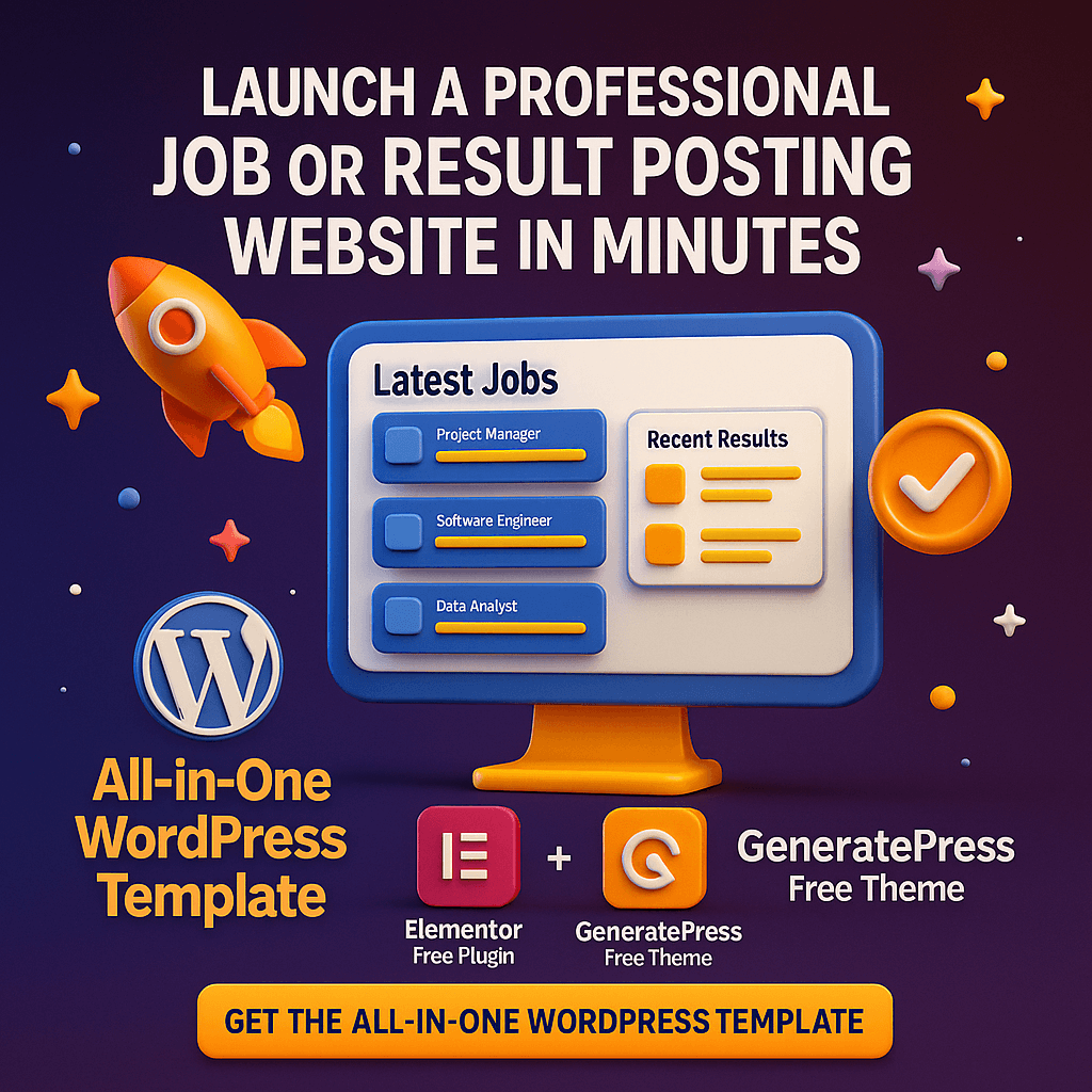 Job / Result Posting Website Design for Instant AdSense Approval